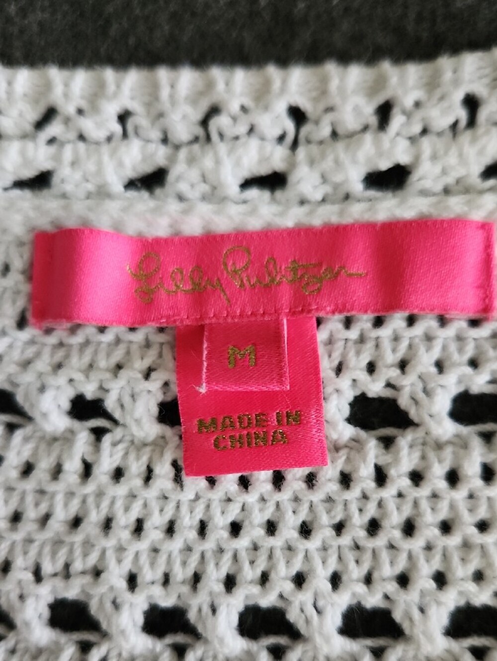 Lilly Pulitzer White Crochet Knit Sweater Scalloped Edges 3/4 Sleeves Women's M - Picture 2 of 8